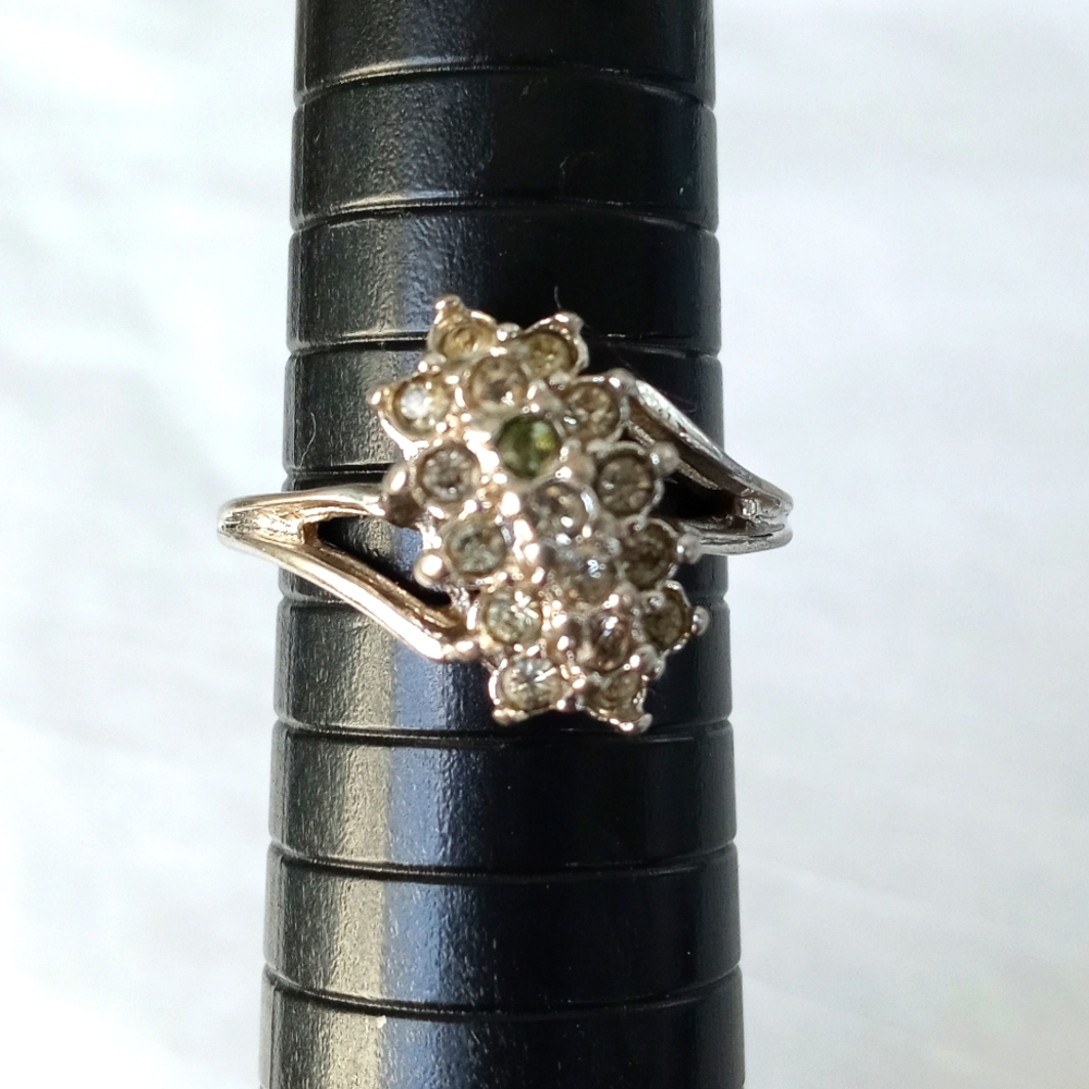 Silver CZ Cluster Ring 6.5